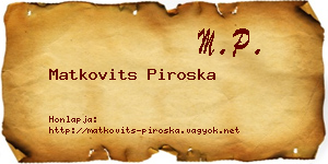 Matkovits Piroska névjegykártya